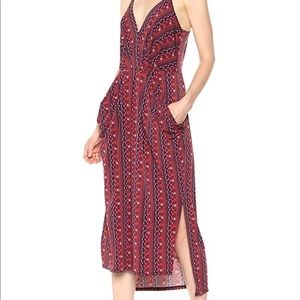 🆕 BCBG NWT Tapestry Stripe Faux-wrap Midi Dress